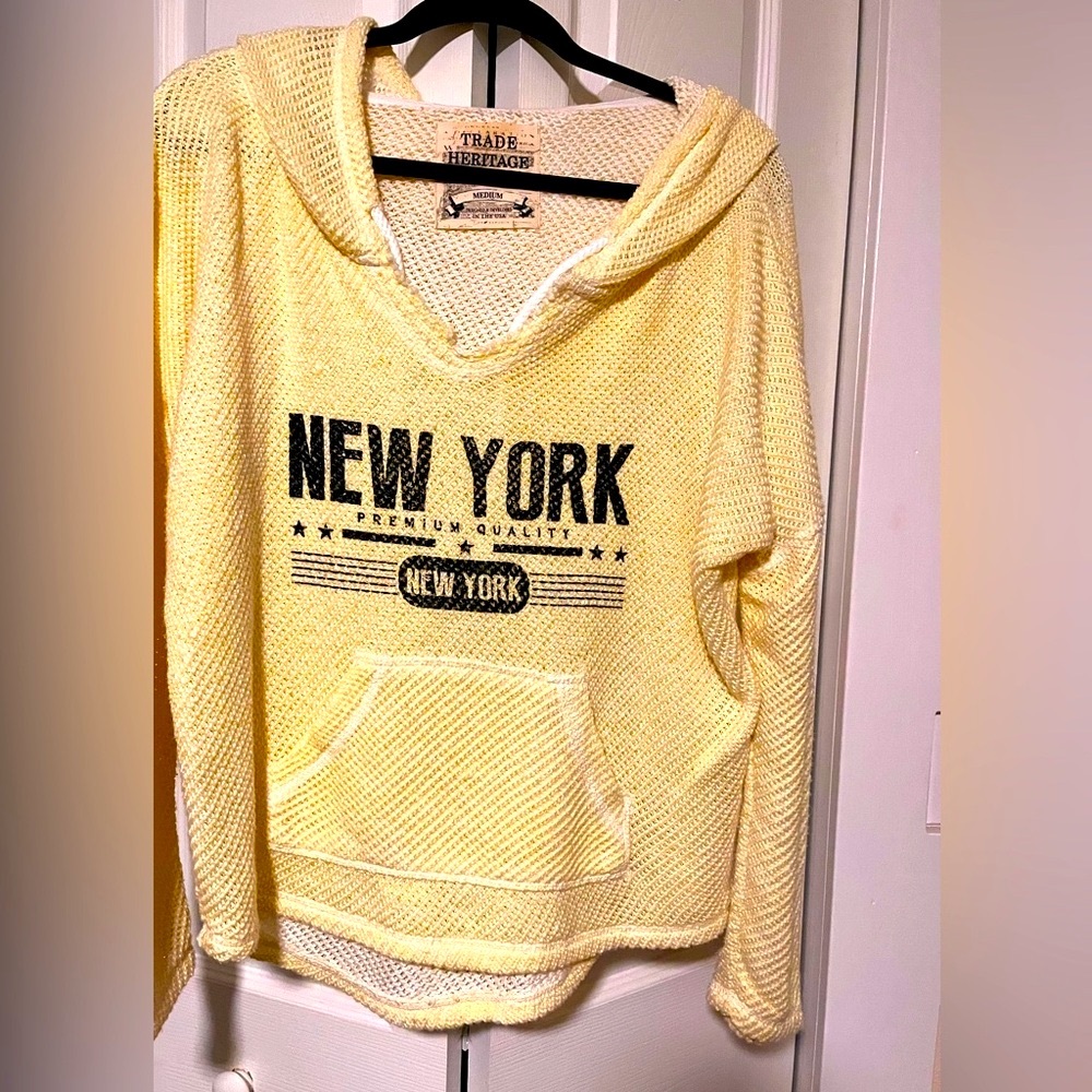 Lemon yellow, New York long sleeve top with hood
